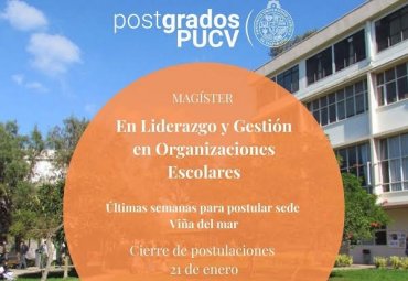 Abiertas postulaciones al Magíster en Liderazgo y Gestión en Organizaciones Escolares PUCV