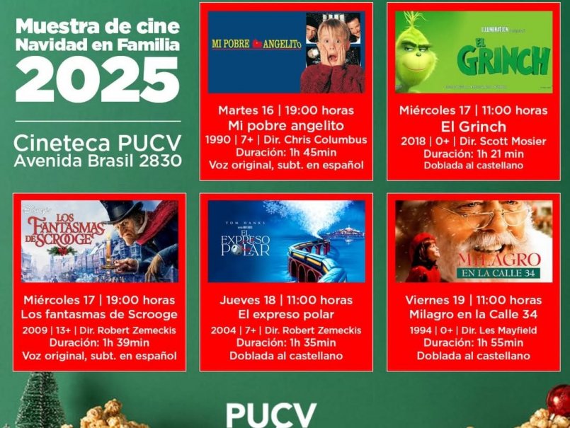 Cineteca PUCV invita a ciclo “Navidad en Familia”