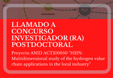 Llamado a Concurso Investigador (ra) Postdoctoral Proyecto ACT210050 “H2IN”