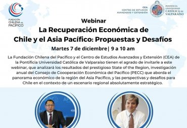 Fundación Chilena del Pacífico y el CEA PUCV invitan a webinar sobre recuperación económica en Chile y Asia Pacífico