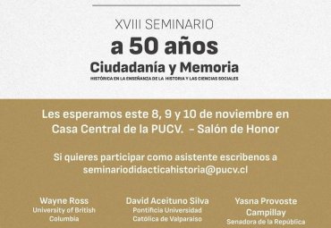 Instituto de Historia efectuará Seminario sobre Ciudadanía y Memoria