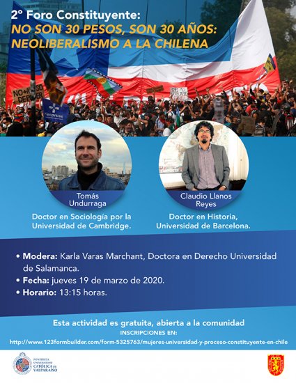 2º Foro Constituyente: No son 30 pesos son 30 años: Neoliberalismo a la chilena (SUSPENDIDO HASTA NUEVO AVISO)