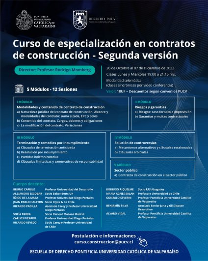 II Versión Curso de Especialización en Contratos de Construcción