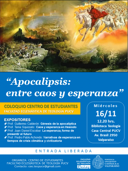 “Apocalipsis: entre caos y esperanza”: Centro de Estudiantes de Teología PUCV realizará coloquio el 16 de noviembre